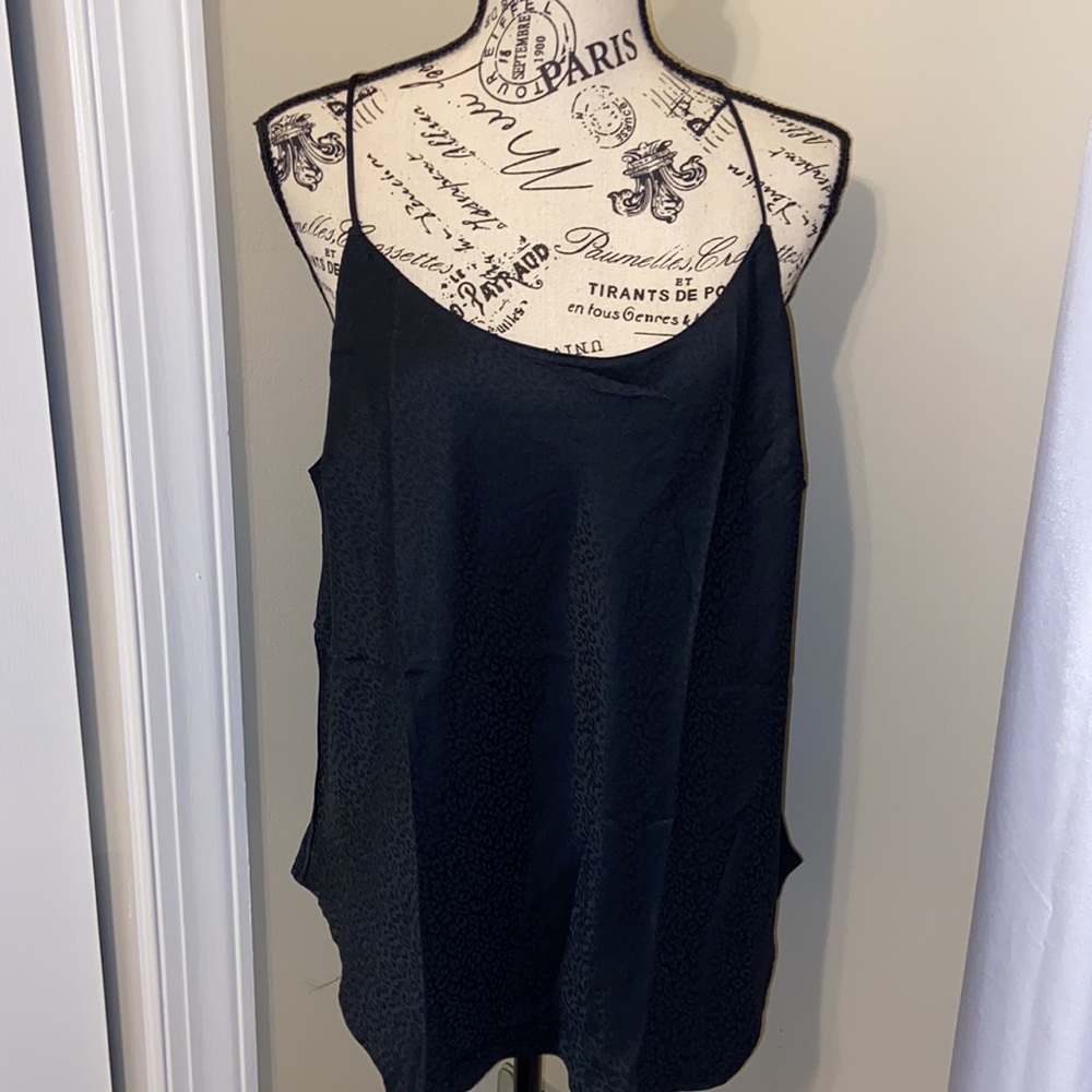 Victoria Secret Black Leopard Silk Tank XL NWT